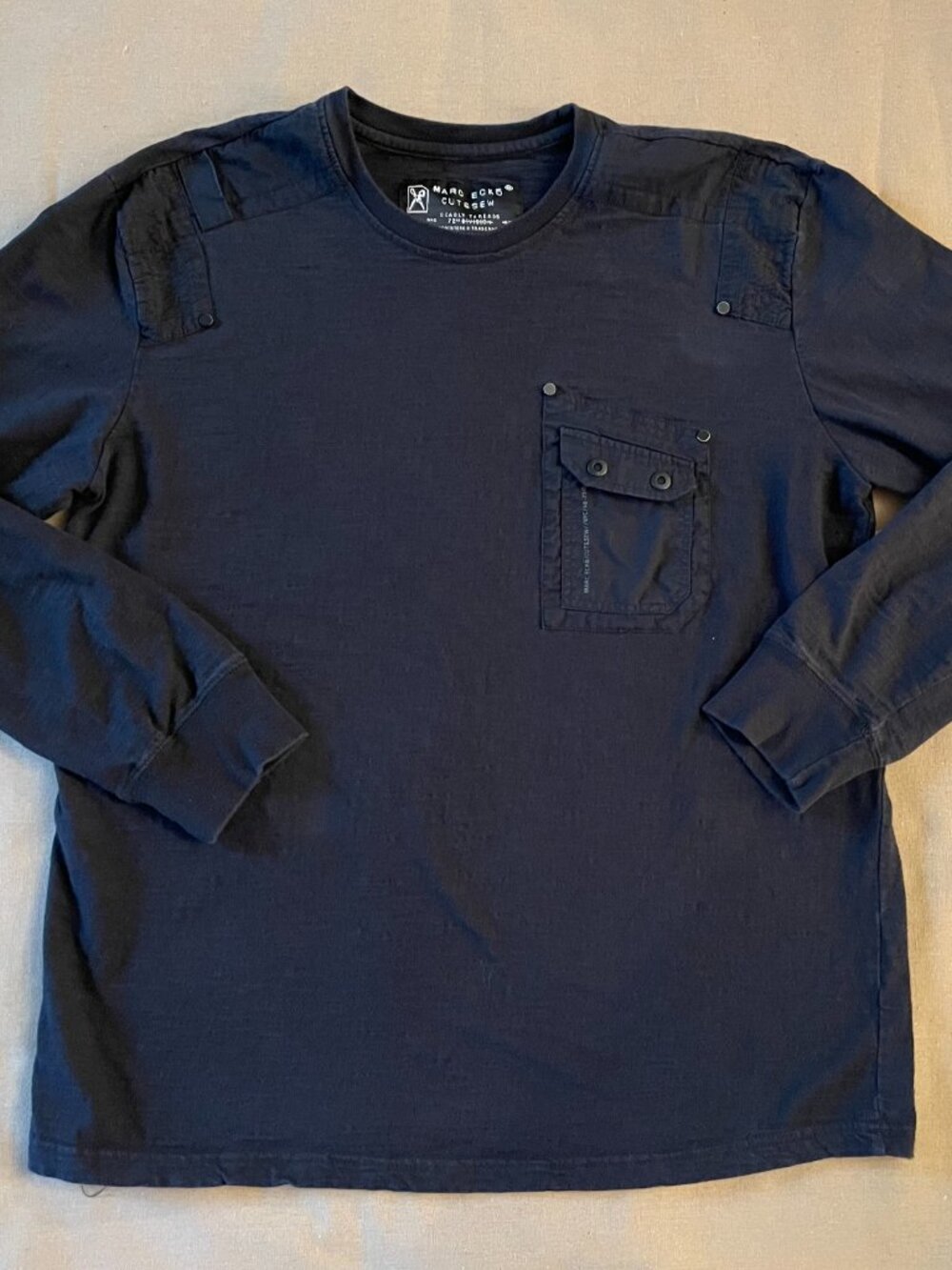 Marc Ecko Cut & Sew XL Black Long Sleeve 90s Urban Streetwear Patchwork Emo